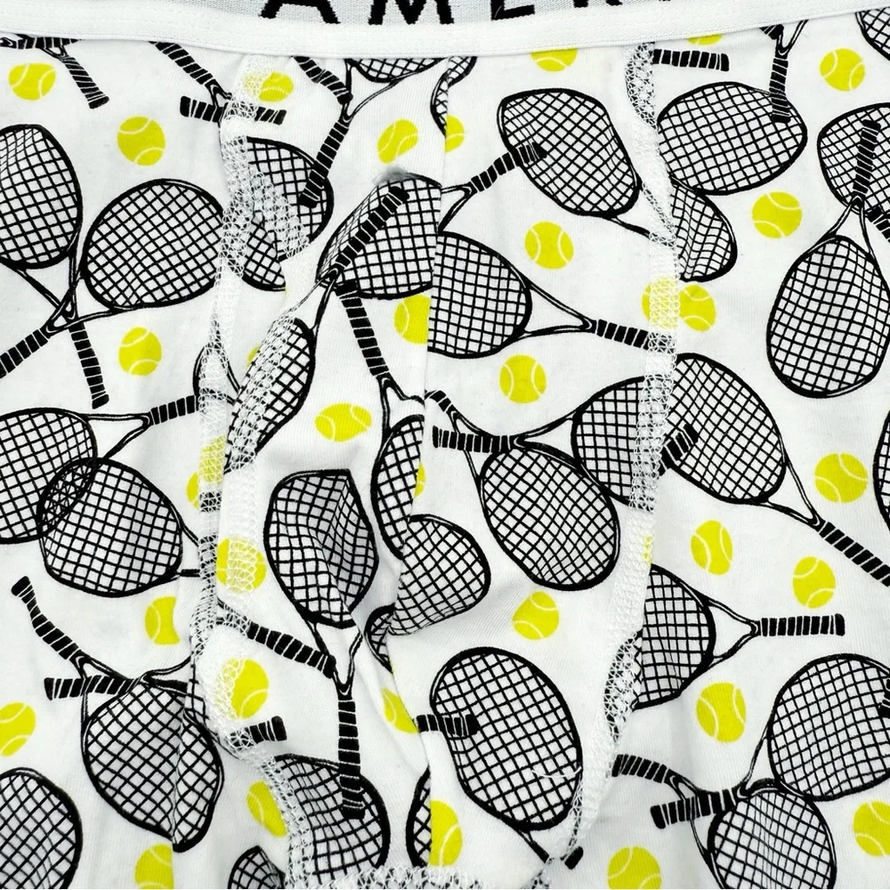 American Eagle Tennis Boxer Briefs Mens XL Underwear White Yellow Black Fun Gift